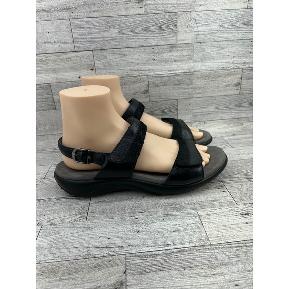 SAS Nudu Black Leather Comfort Walking Sandals Womens 9 M Made in USA - Picture 9 of 16